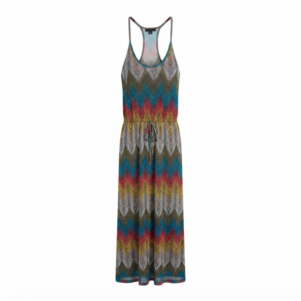 Banana‎ Republic Womens Festival Dress Zigzag Racerback Boho Maxi Multi-Color XS